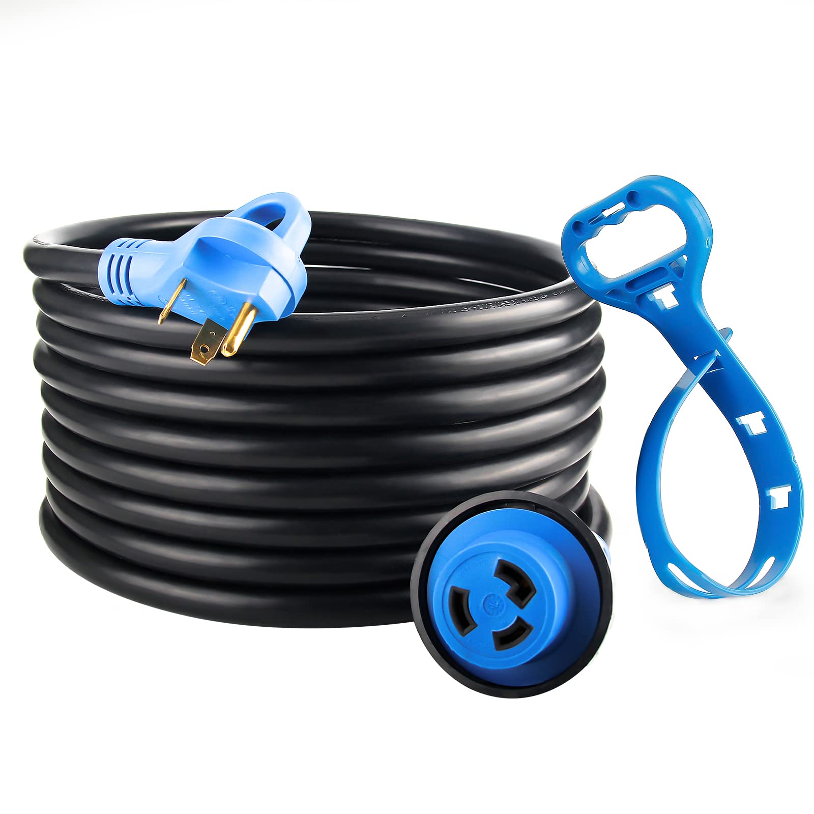 Photo 1 of VOGREX 25' RV Power Extension Cord 30 Amp with Cord Organizer, Heavy Duty STW Wire 30M/30F Locking Adapter, NEMA TT-30P to L5-30R, Allows for Easy RV Connection to Distant Power Outlets, ETL Listed 30M/30F 25FT