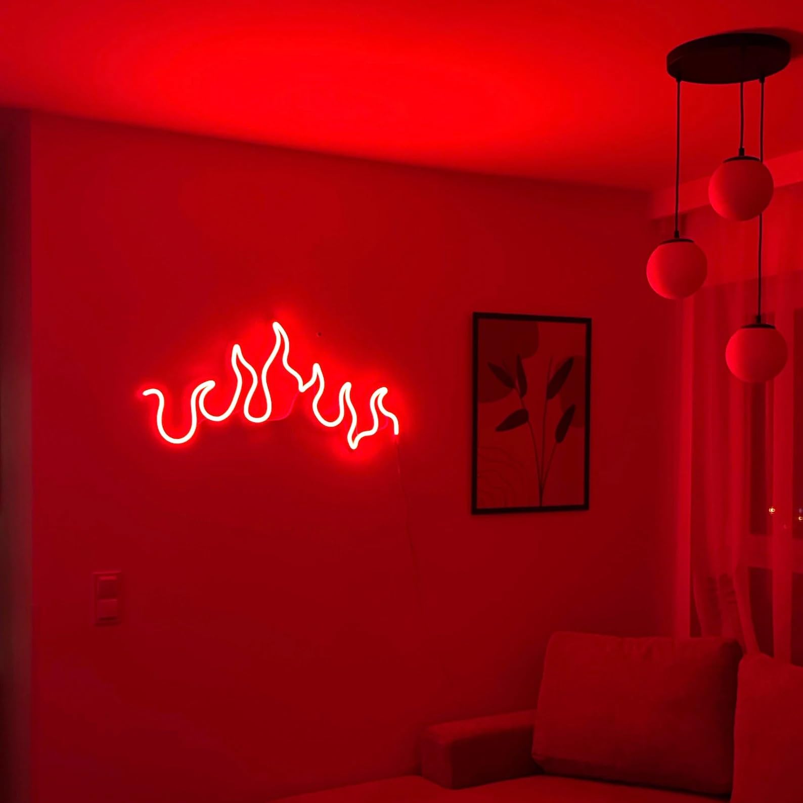 Flammen Neonschild Dimmbares LED-Wandlicht für Schlafzimmer Gaming-Zimmer Bar & Party Modernes Feuer-Deko-Licht für Heim & Gewerbe USB-betriebenes Neonlicht mit warmer roter Leuchtkraft