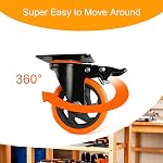 4 Inch Caster Wheels 4 Pack - Heavy Duty Swivel Casters with Brakes, 360° Silent Roller Wheels for Furniture, Cart, Dolly, Cabinet, Toolbox, PU Rubber Wheels By MangoPark