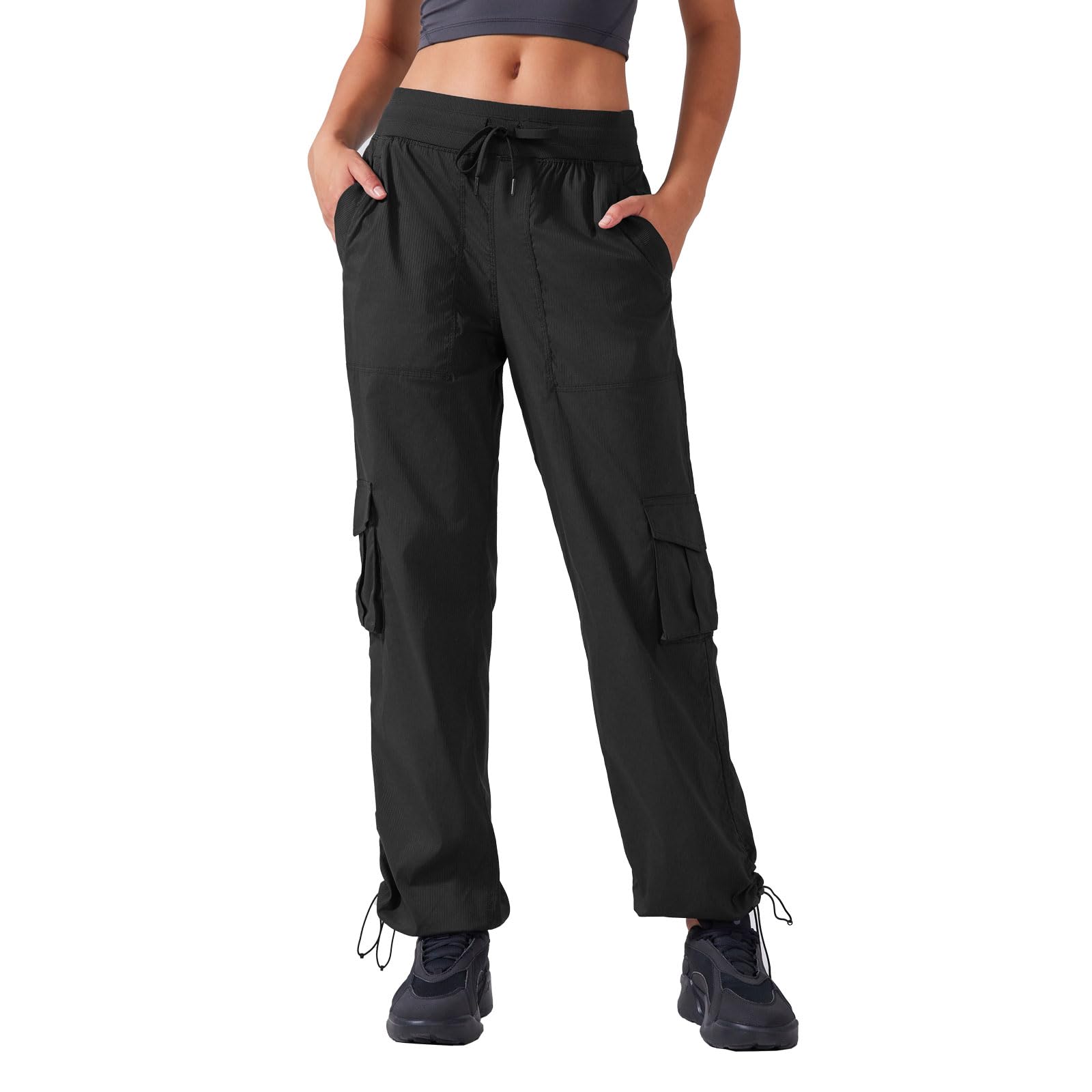 altiland Mid-Rise Cargo Pants with Pockets for Women, Lightweight Quick Dry Outdoor Travel Hiking Pants Running Joggers