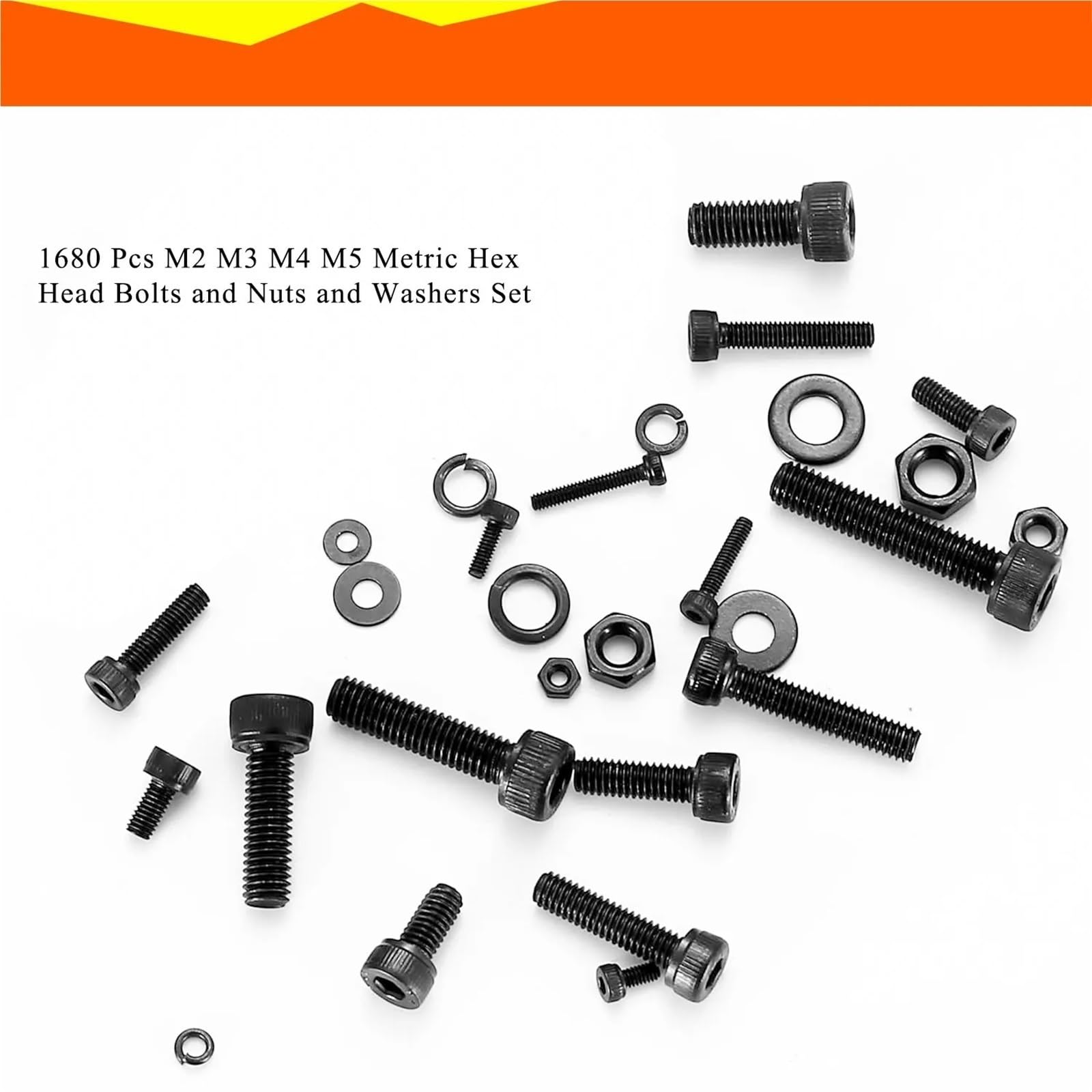 1680 Uds M2 M3 M4 M5 juego de arandelas tuercas pernos cabeza hexagonal métrica, Kit surtido tornillos casquillo para Electrónica