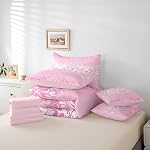 Feelyou Adultes Rose Vintage Damask Floral Bedding Set Oriental Antique Comforter Set 7 pièces Consolateurs Queen Taille gothique Bohemia Boho FlowerBohemian Lit exotique dans un sac