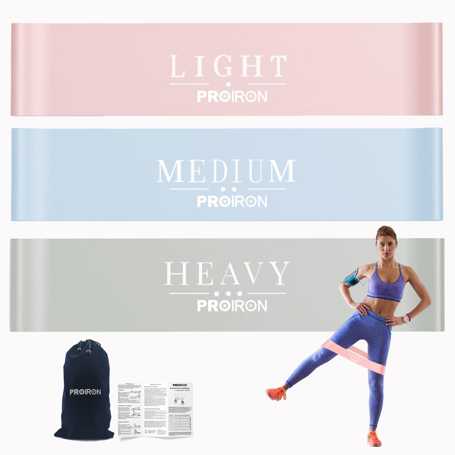 PROIRON Exercise Band, Resistance Band, Training Tube, Elastic Band, Different Strength, Beautiful Butt, Muscle Training, Diet, Rehabilitation, Storage Bag Included