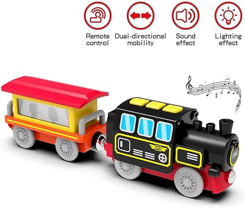Miniatura 3 de Tren motorizado para pista de madera, tren de locomotora a pilas (conexión magnética), potente juego de tren bala de motor compatible con Thomas,