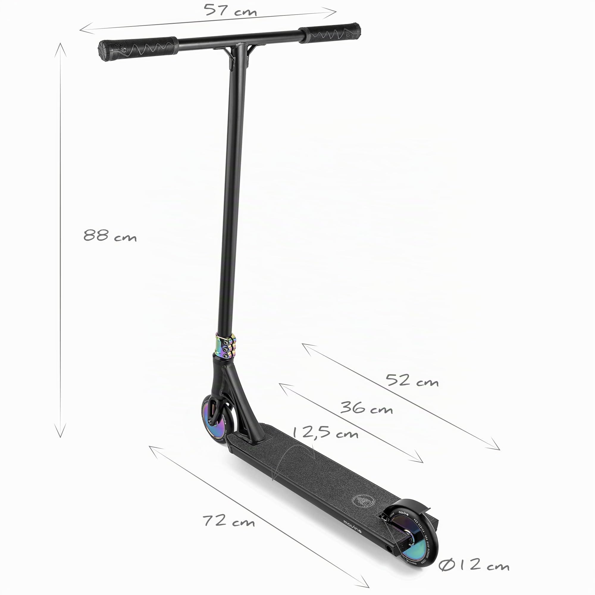 Trottinette Freestyle Movino Kraken | Pro Street Stunt Scooter | IHC | Roulements ABEC 9 | Trottinette pour Adultes et Enfants Résistante aux Acrobaties | Trick Scooter | Poids 4,2kg