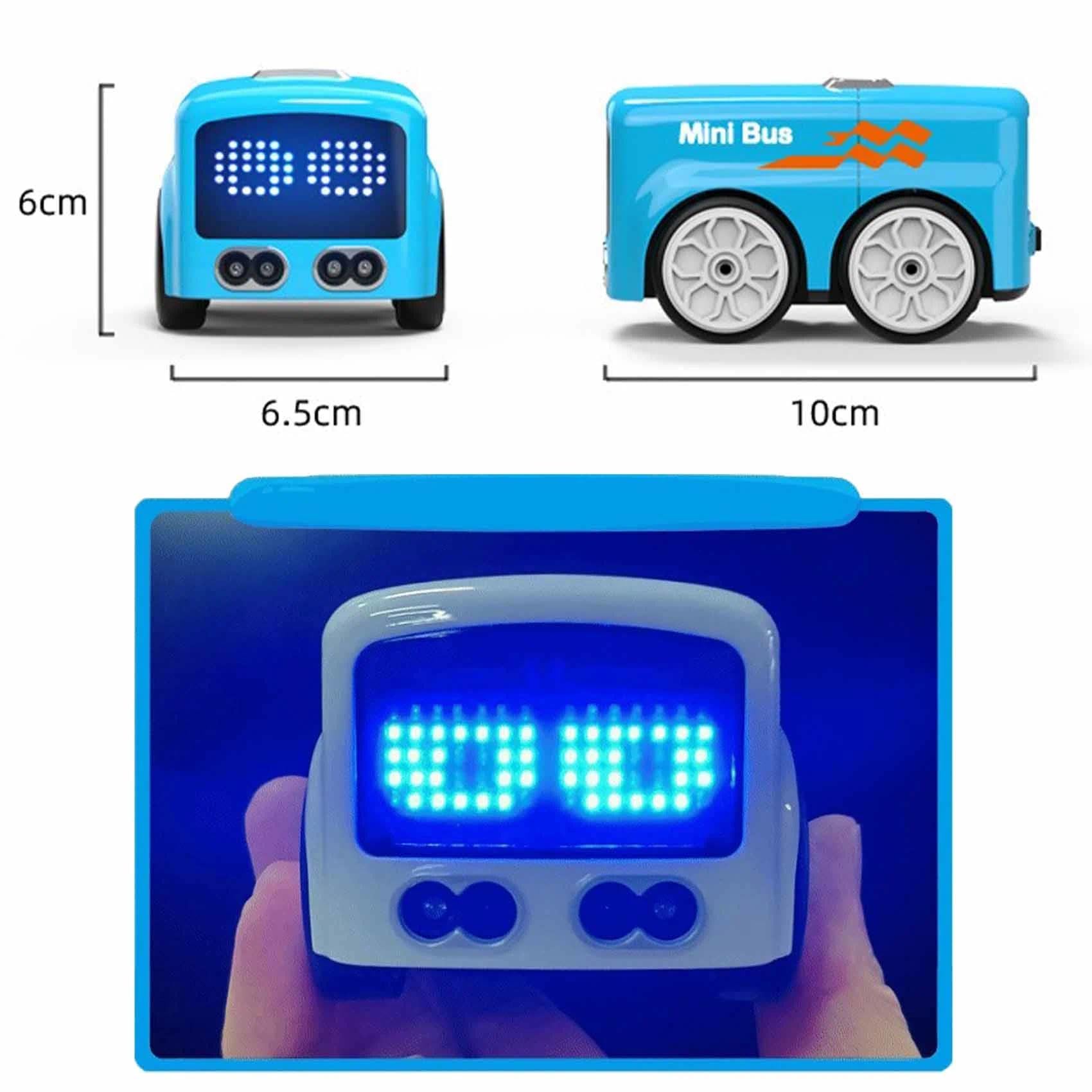 YUNFAN Magic Mini RC Bus,2026 Upgraded Remote Control Sensor Car,Auto-Avoidance Line Trace Magic Car That Follows Drawn,Smart Controlled Toy Bus with Expressions & 4 Play Modes,for Boys & Girls(Blu)