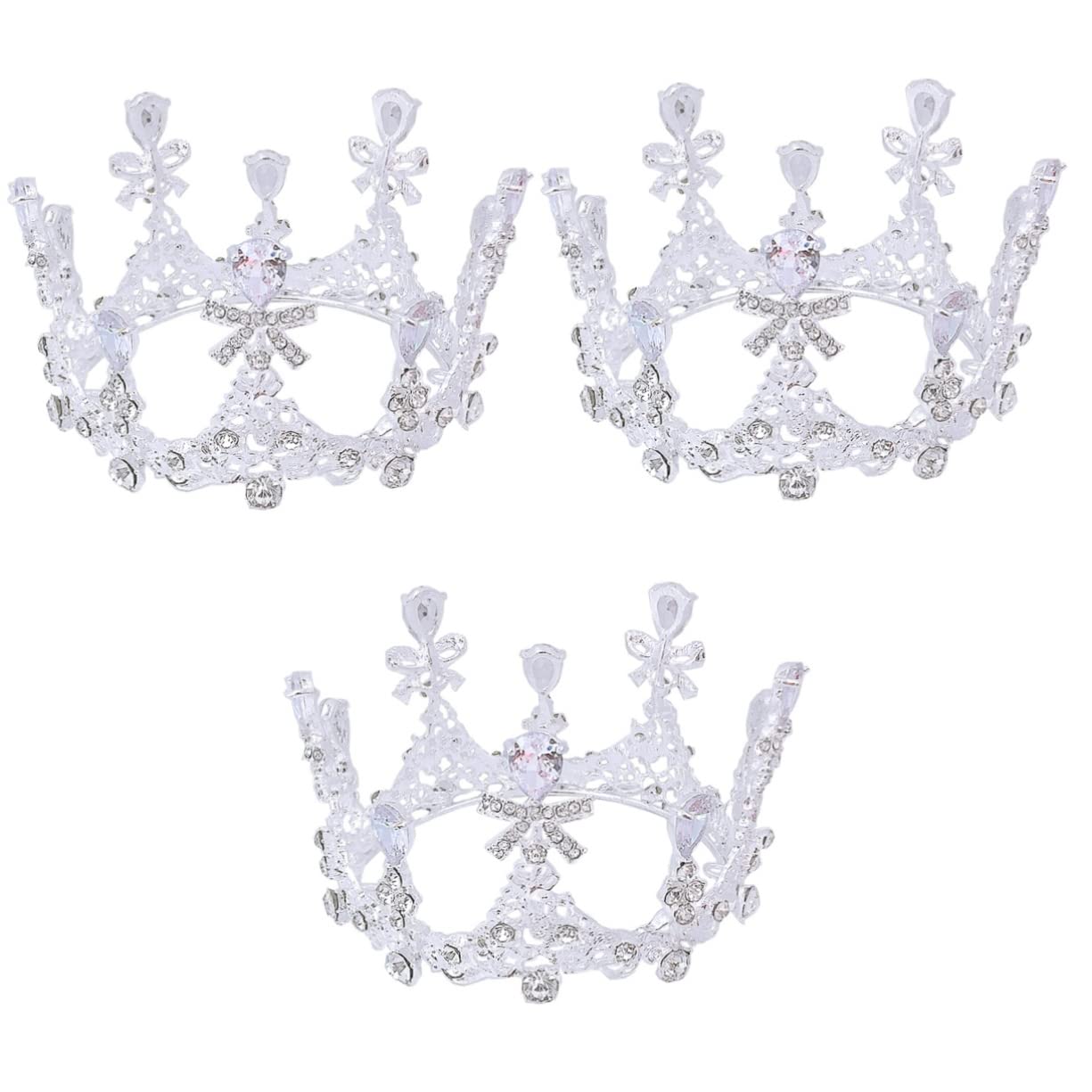 Corona infantil y tocados de novia de cristal, tiara para niños y mujeres en aleación barroca 8