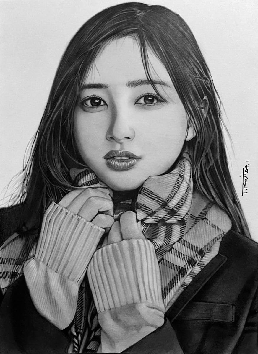 Amazon.co.jp: 乃木坂46 井上和 No.9 手描きイ 鉛筆画 A4 : 文房具
