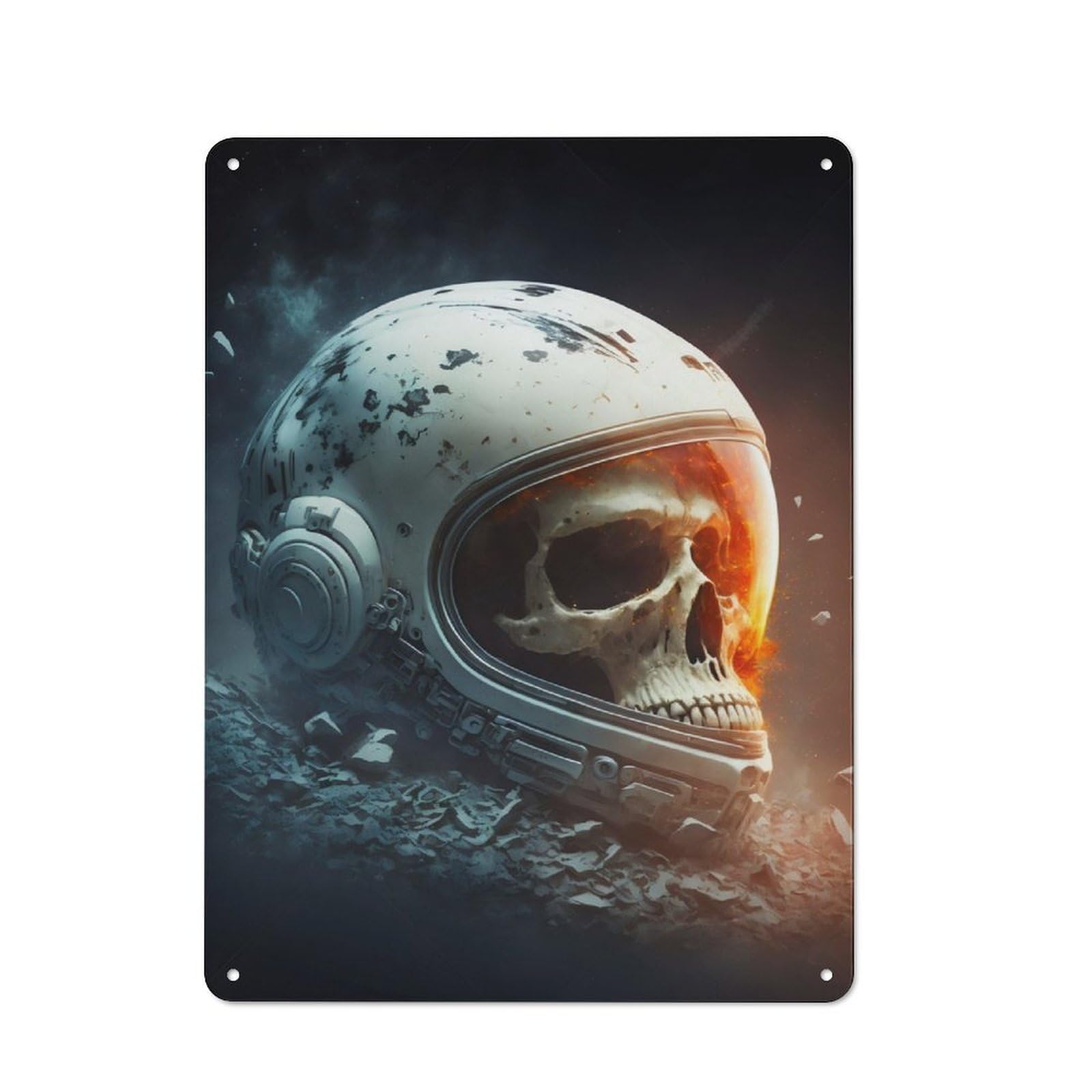 Metal Sign 40x30cm with Space Skull for Workshop Wall, Rustic Decor, for Collectors Decorating Workshops And Hobby Rooms