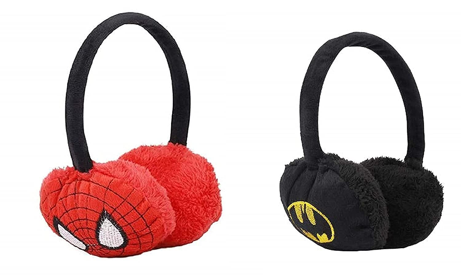 Winter Outdoor Wear Adjustable Size EarMuffs/Warmer for Kids, Girls, Boys and Women, Ideal Head/Hair Accessory during winters. Can fit in your Handbag too, Color: Black and Spider Red (2 Pieces)-image-44