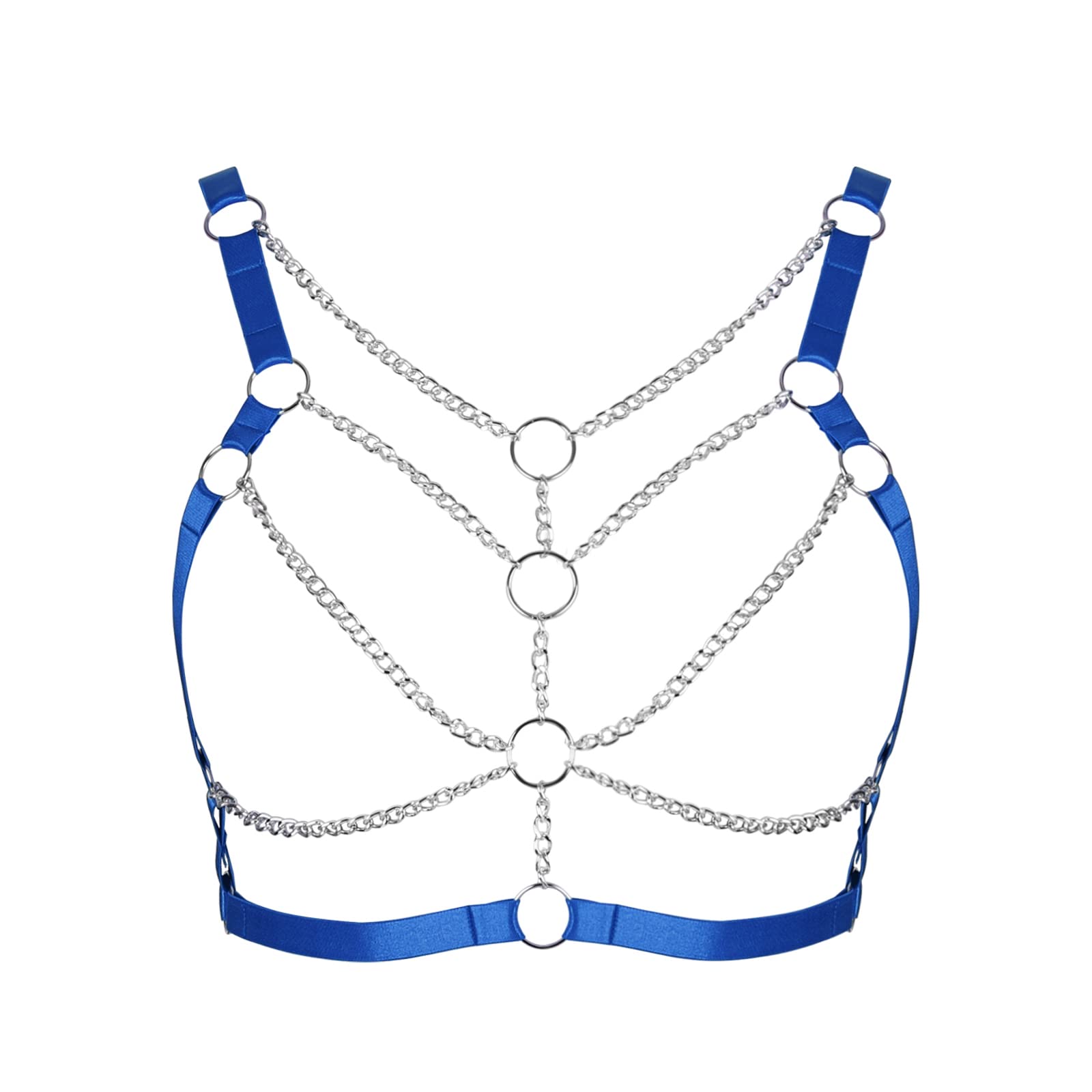 Women's Body Harness Bra Metal Chain Bra Plus Size Hollow Punk Bra Gothic Christmas Carnival Halloween Dance Costume