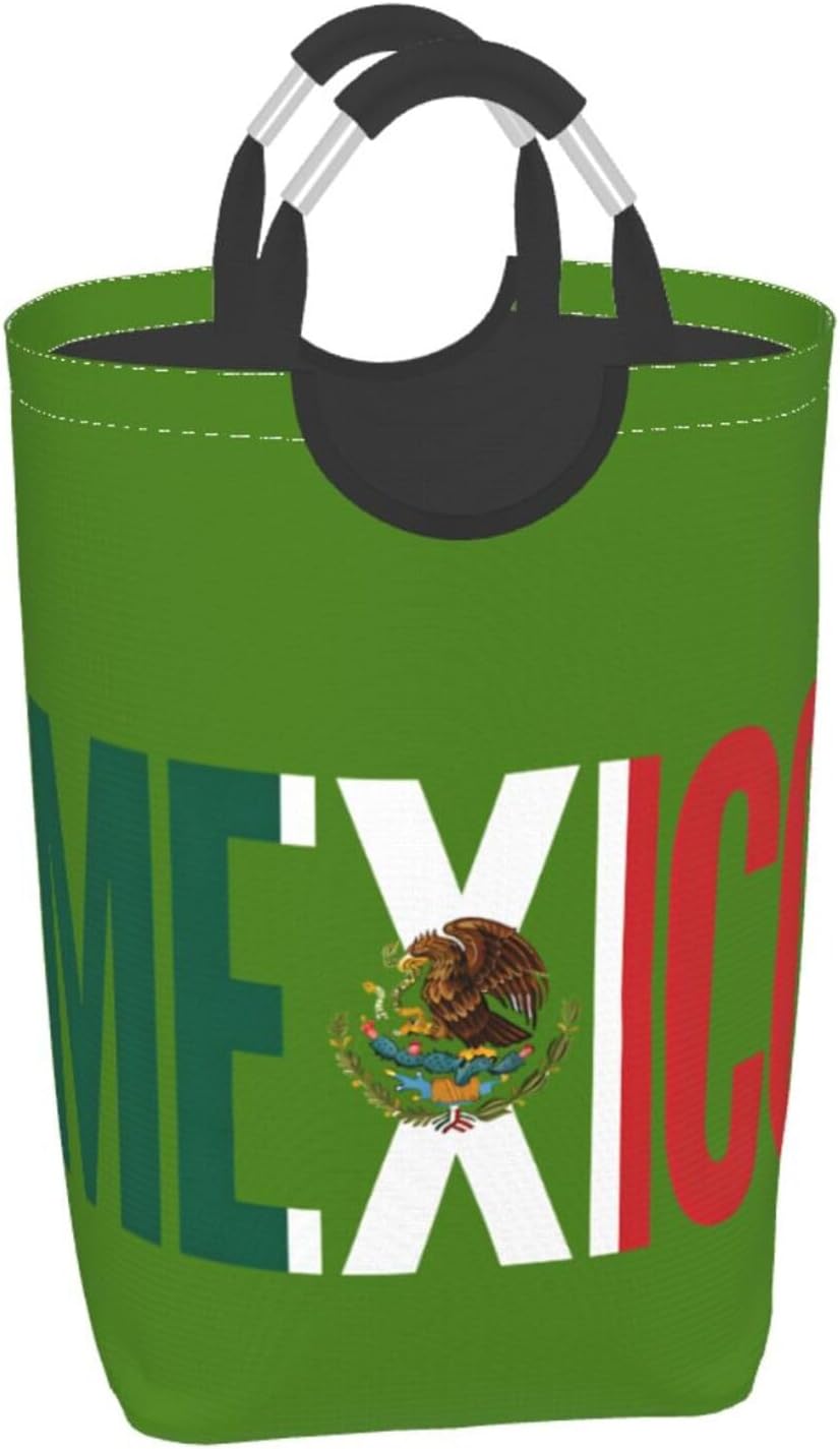 Foldable Square Laundry Storage Bag 50l - Waterproof Oxford Cloth, Pe Base, Aluminum Handles, All-Over Print Mexican Pride
