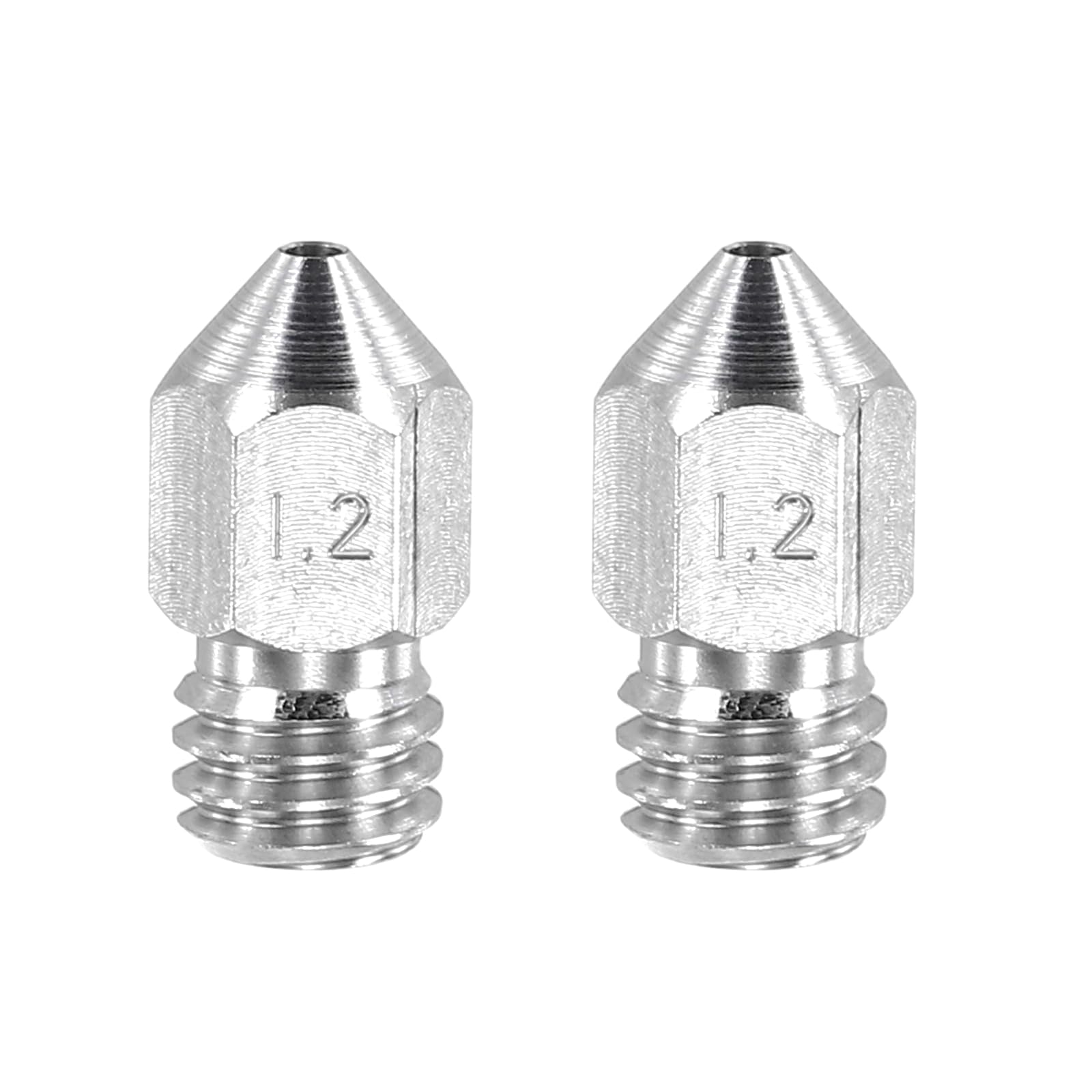 sourcing map MK8 Nozzles 3D Printer Extruder Nozzles, 1.2mm Stainless Steel Nozzle Easy to Replace Smooth Printing High Speed Nozzle for 1.75mm Filament 3D Printers, Pack of 2