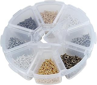 SEWACC 1 Box Screw in Eye Hooks Stainless Steel Eye Bolts Jewelry Screw Hooks Screw Eye Pegs Screw Eye Bails Tiny Eye Screws Stainless Eye Bolt Threaded Hooks Small Eyes Sheep Eye Hook