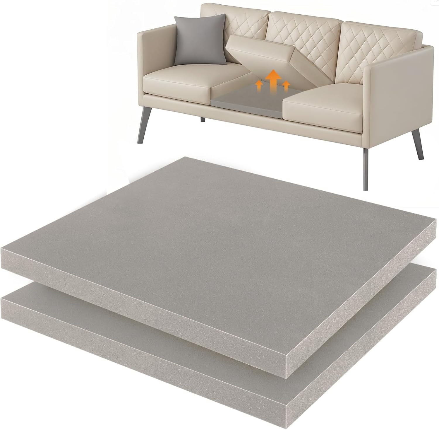 22"x22" Couch Cushion Support 40D, Couch Supports for Sagging Cushions, High Density Foam Couch, Sofa Cushion Support for Sagging Seat, Black (3PCS)