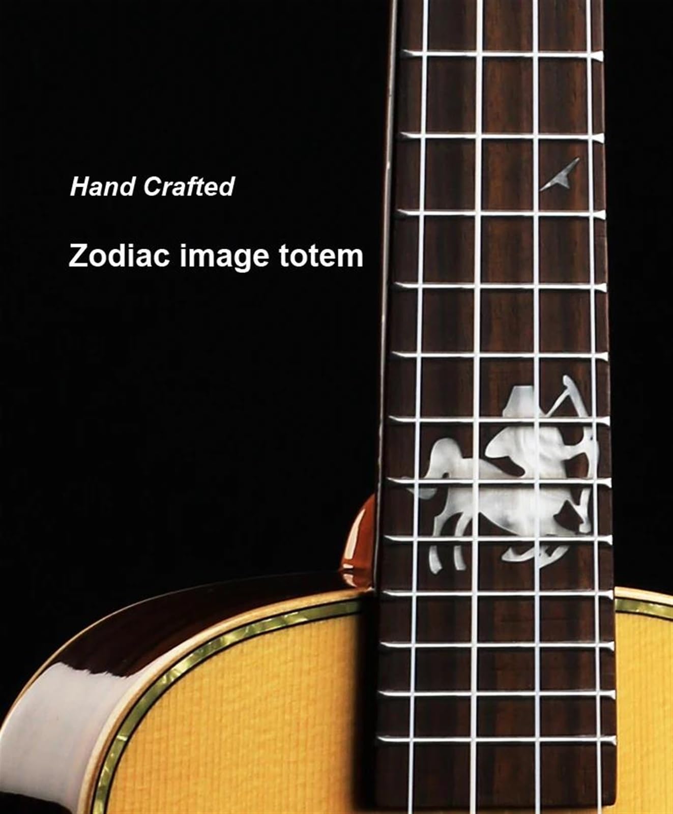 Ukelele Tenor De Concierto 23/26 Con Funda Tapa De Pícea Maciza Acabado Brillante 12 Signos Del Zodíaco(3,26inches)