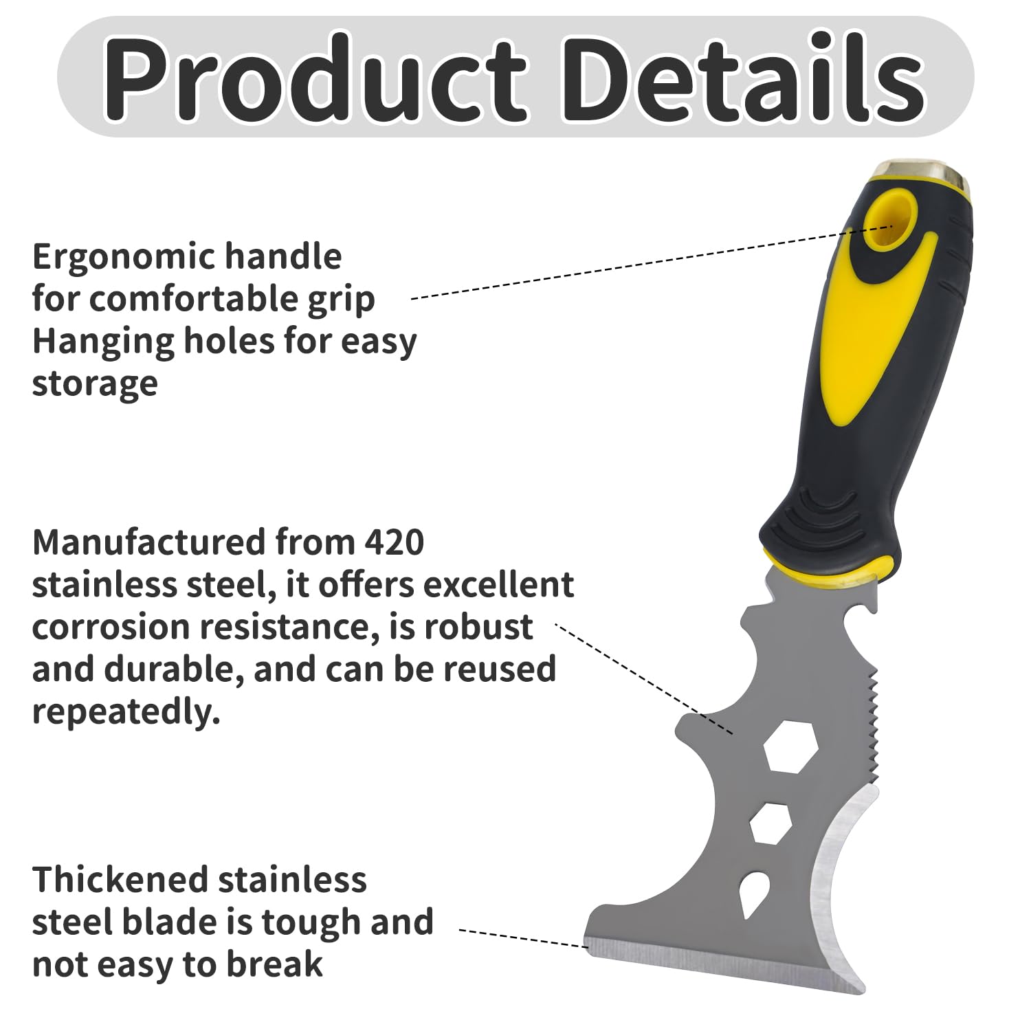 13-in-1 Stainless Steel Multi-Purpose Scraper Tool for Painting, Home Improvement, and DIY Projects — view 3