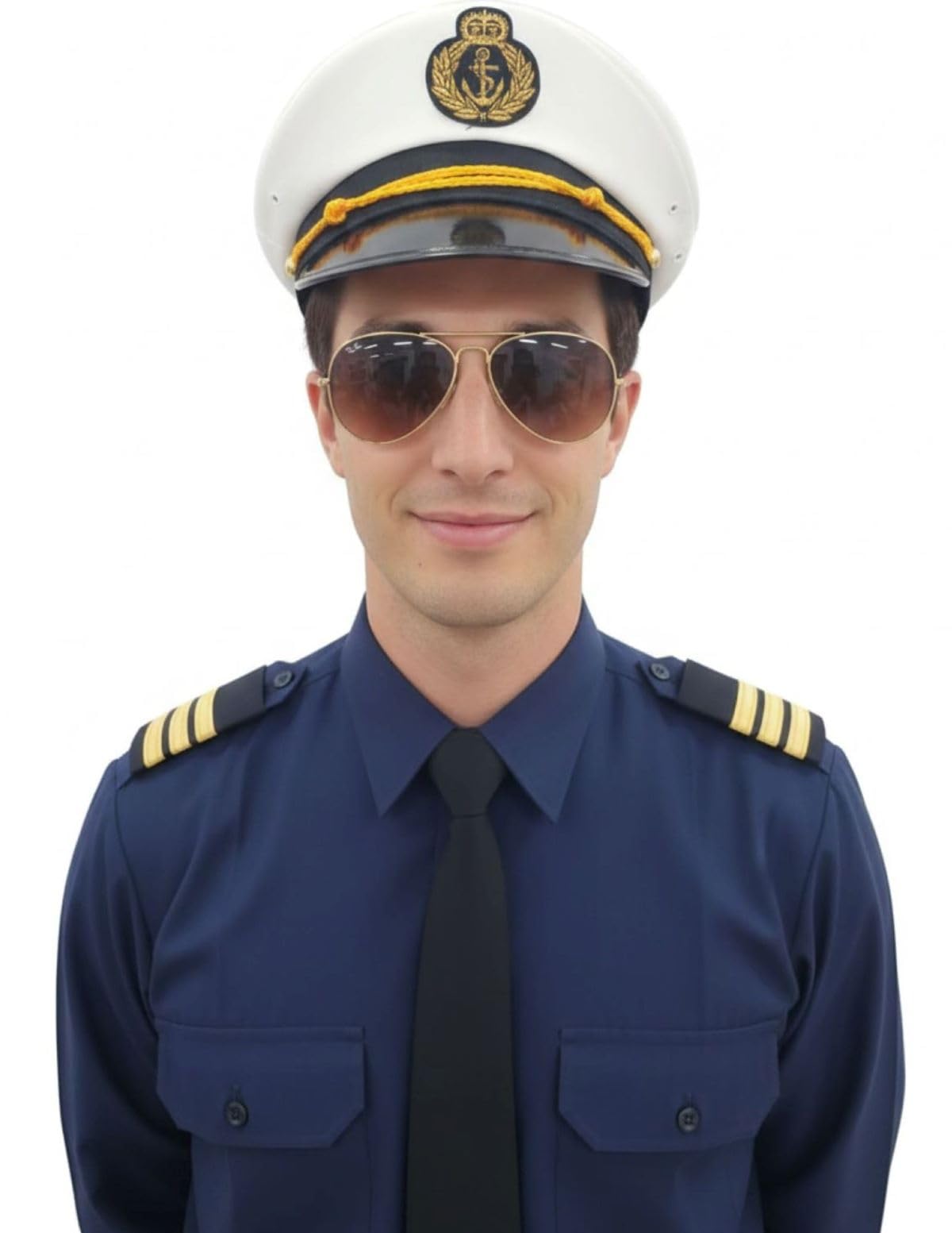 BookMyCostume White Navy Air Force Pilot Officer Cap Accessory for Man and Woman | Adults
