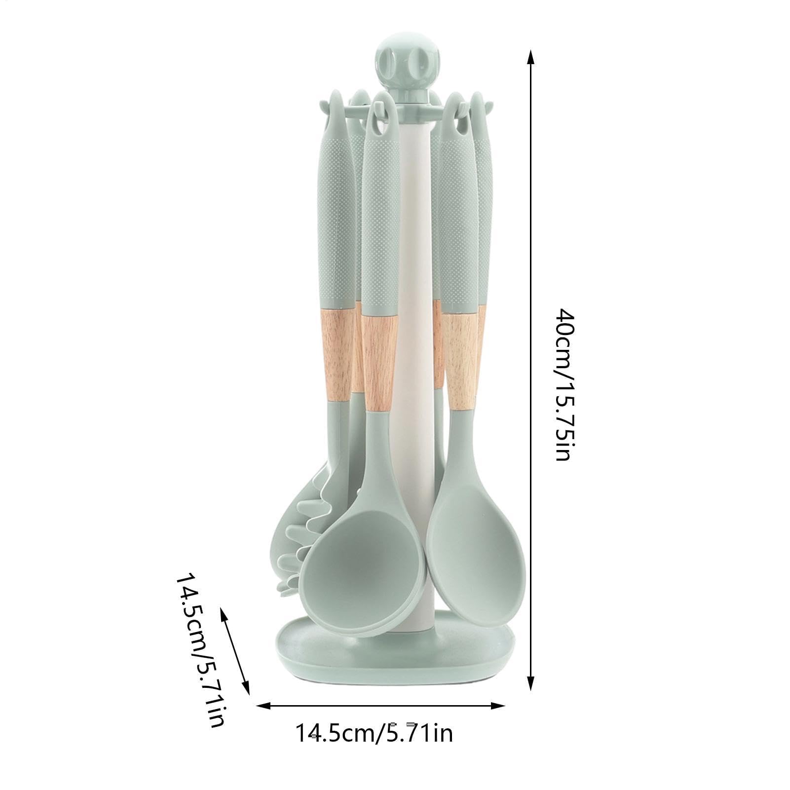 Silikon-Kochutensilien-Set, 7-teilig, Lebensmittelqualität, Küchenhelfer für antihaftbeschichtetes Kochgeschirr, Spatel, Löffel, perfekt zum Schaben, Backen, Mischen, Mahlzeitenvorbereitung
