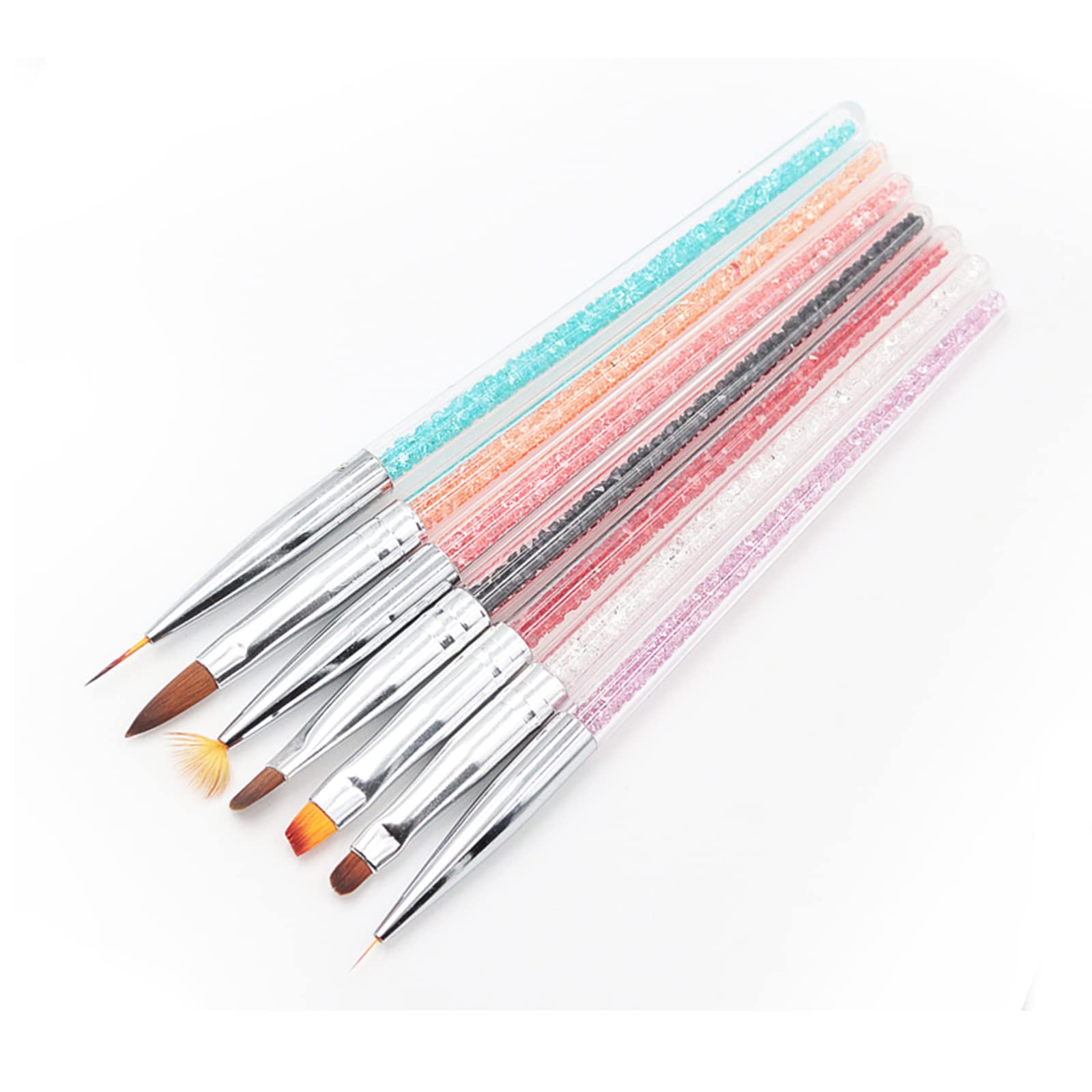 Usiriy Nail Art Brushes, 7pcs Nail Gel Polish Painting Nail Art Design Brush Pen Set Nail Art Brushes Diamond application Rhinestone Handle Nail Art Tools Nail Dotting Painting Drawing Pen Sizes