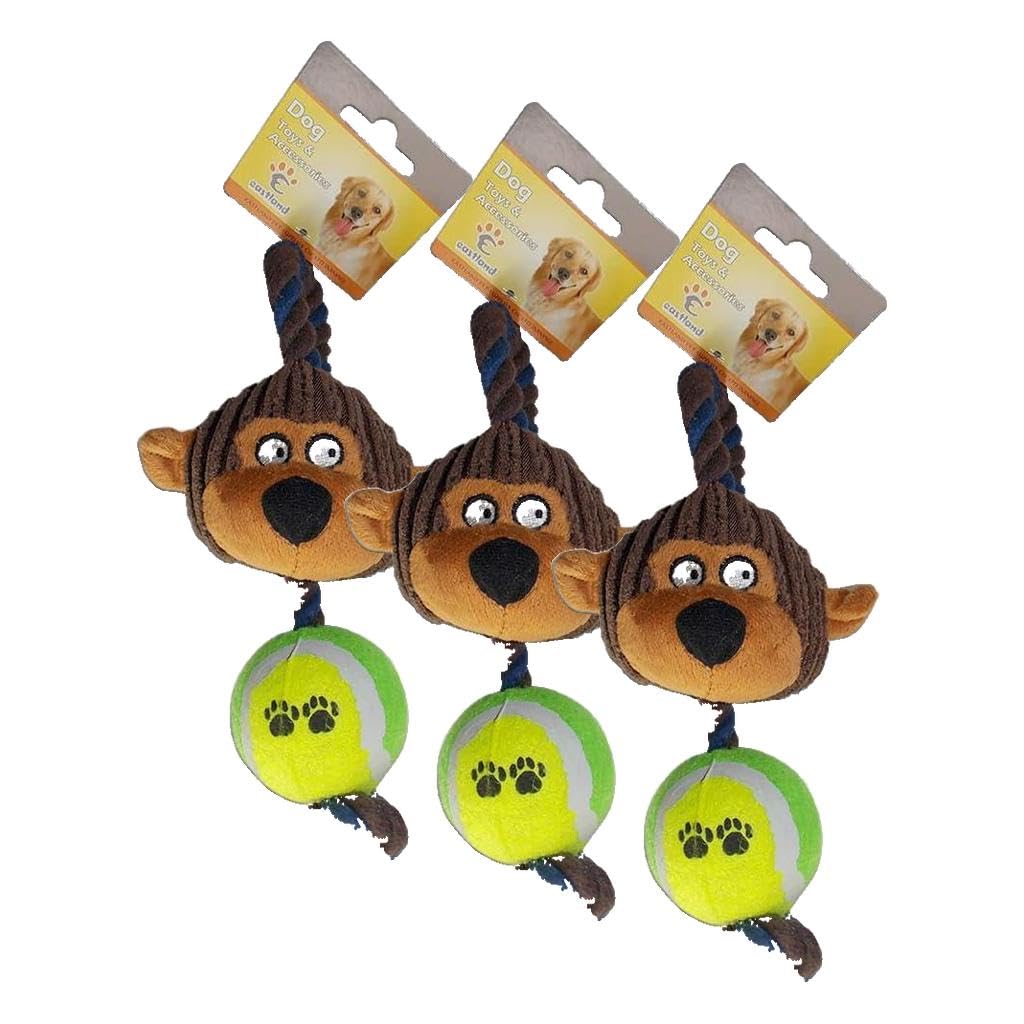 Beeztees Eastland 510135 Maymun Ve Tenis Toplu Stres İpi Evcil Hayvan Oyuncağı, 35x12 Cm (3 paketi)