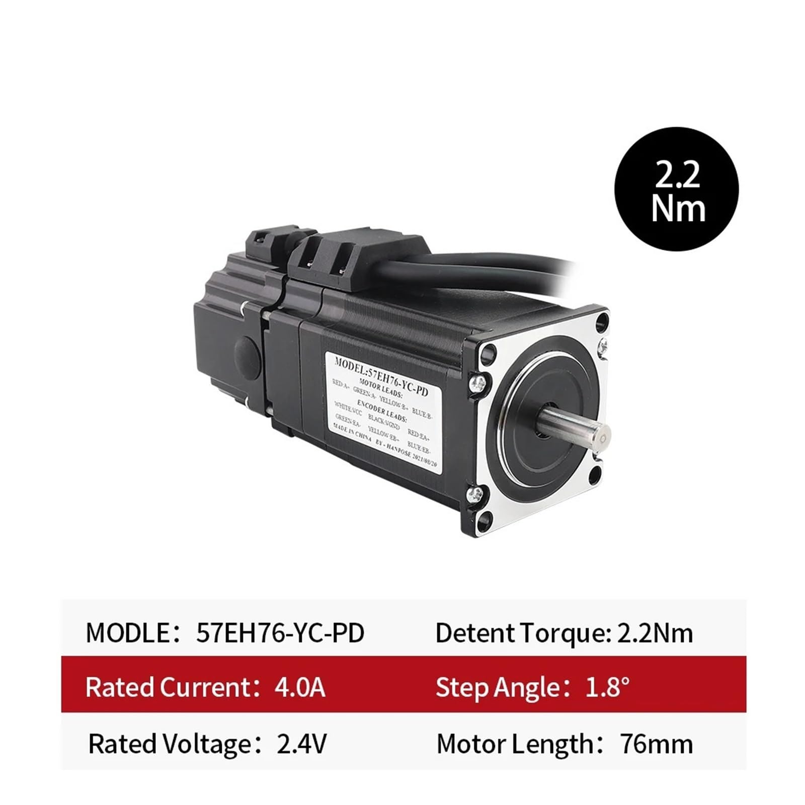 schrittmotorsatz Servomotor 57EH76-YC-PD + CL57-BK Treiber Permanentmagnetbremse Closed-Loop-Motor 4,0 A 2,2 Nm 83/100 mm Schrittmotor nema23(57EH100-YC-PD-CL57-K)