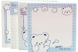 4 Pack Sticky Notes Cute Kawaii Z-Bear Fruit Memo Pads 3x3 inch 80 Sheet/Pad
