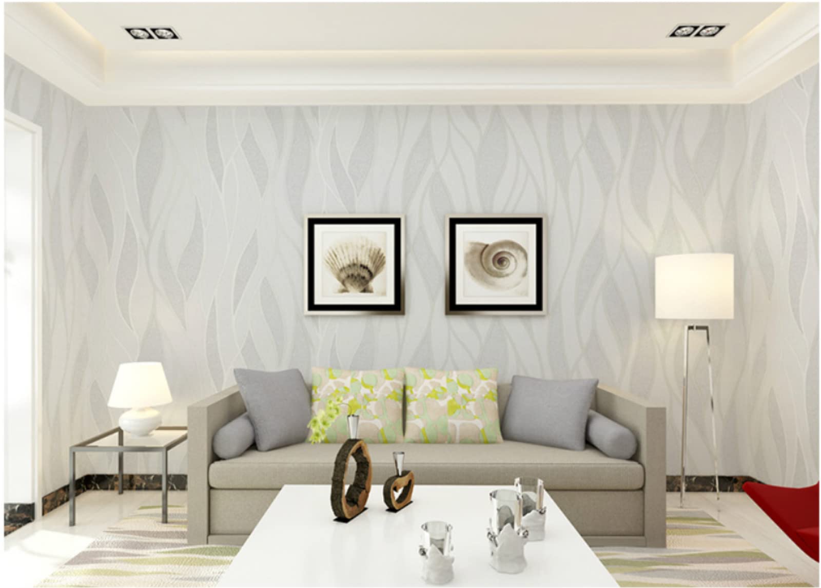 Papel Pintado Blanco Roto de 0,53 MX 9,5 m, Moderno, Minimalista, geométrico, no Tejido, Rollo de Papel Pintado Flocado 3D, decoración para salón, Dormitorio, Cocina.