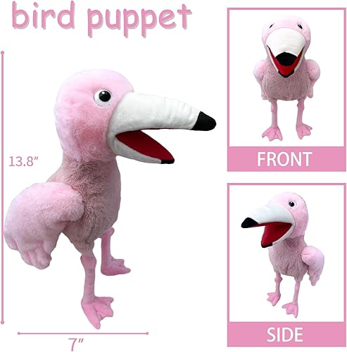 Miniatura 5 de Marioneta de mano de pájaro, marioneta de animal de 13.8 pulgadas, títeres de tucán de peluche para niños con boca móvil, juguetes de peluche