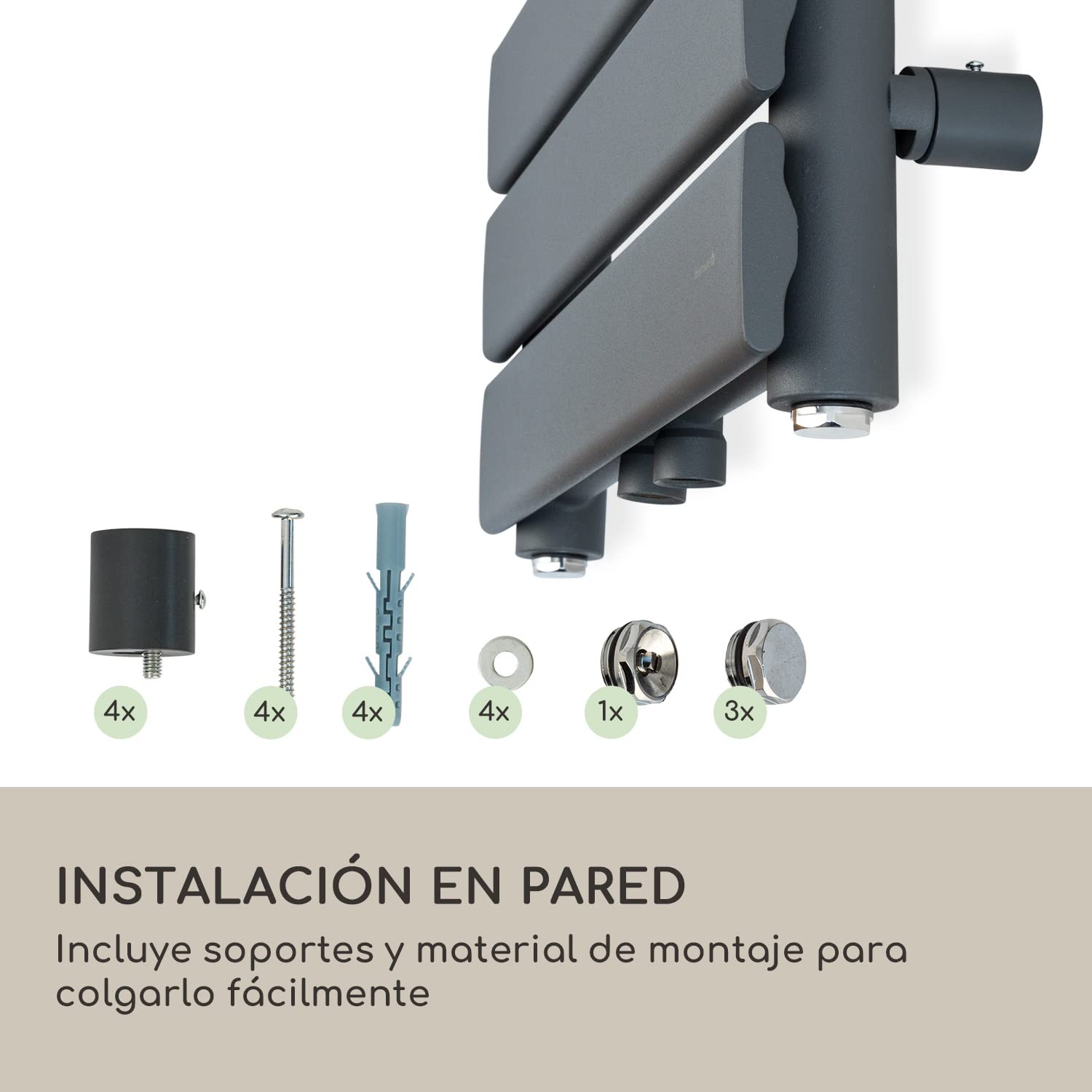 blumfeldt Radiador Electrico Bajo Consumo, Estufa Vertical Montaje Pared Cuarto Baño, Radiadores Silenciosos con Termostato, Estufa de Agua Caliente Alto y Vertical de 355 W, Calefactor Baño