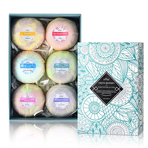 sHui Bath Bomb Set, Handmade Ultra Lush Essential Spa Fizzes - Organic and Natural Ingredients - Present For Women, Mom, Girls, Teens, Her - 6 x 4.9 Ounce / 140 Gram (6-Pack)
