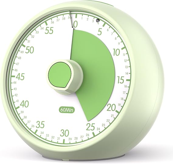 Conchstar Time Timer Visual Timer Children's 60 Minute Countdown Timer - Ideal for ADHD & Autism Homework School Classroom & Kitchen Cooking (Light Green)