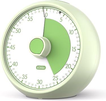 Conchstar Time Timer Visual Timer Children's 60 Minute Countdown Timer - Ideal for ADHD & Autism Homework School Classroom & Kitchen Cooking (Light Green)