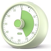 Visual Timer for Kids 60-Minute Countdown Timer with Optional Alarm, Focus Tool for ADHD &amp; Autism, Time Management for Homework, Chores, Office, Kitchen, Teaching &amp; Study Routines (Light Green)