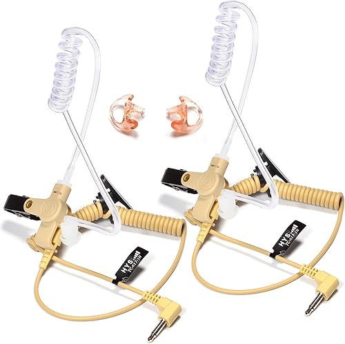 HYS Escucha solo auriculares de 0.138 in, 1 cable, kit de tubo de audio de vigilancia, auricular de tubo acústico con un par de auriculares medianos