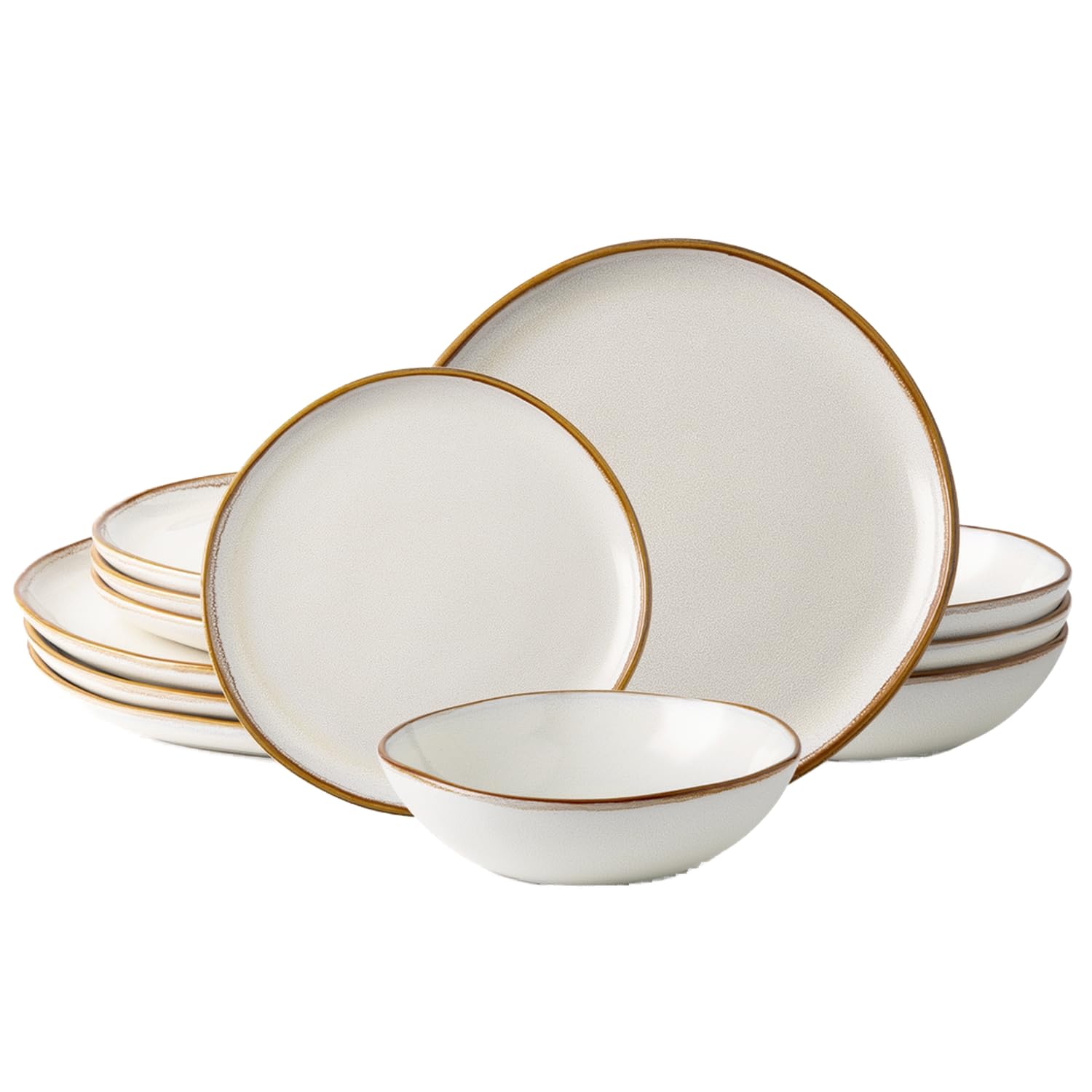 AmorArc Ceramic Dinnerware Sets for 4, 12Pcs Plates and Bowls Sets Dishes