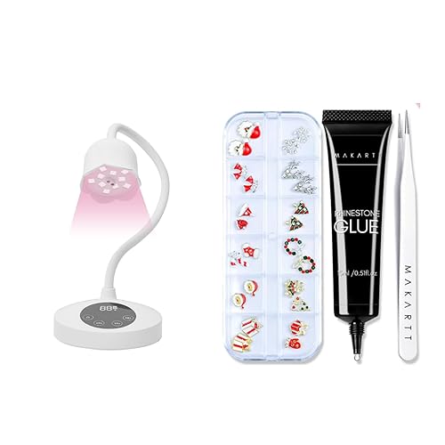 Makartt Lámpara de uñas UV Luminoza 10W recargable LED paquete de luces LED decoraciones de Navidad Set de regalo Uñas Charm Nail Rhinestone Glue Kit