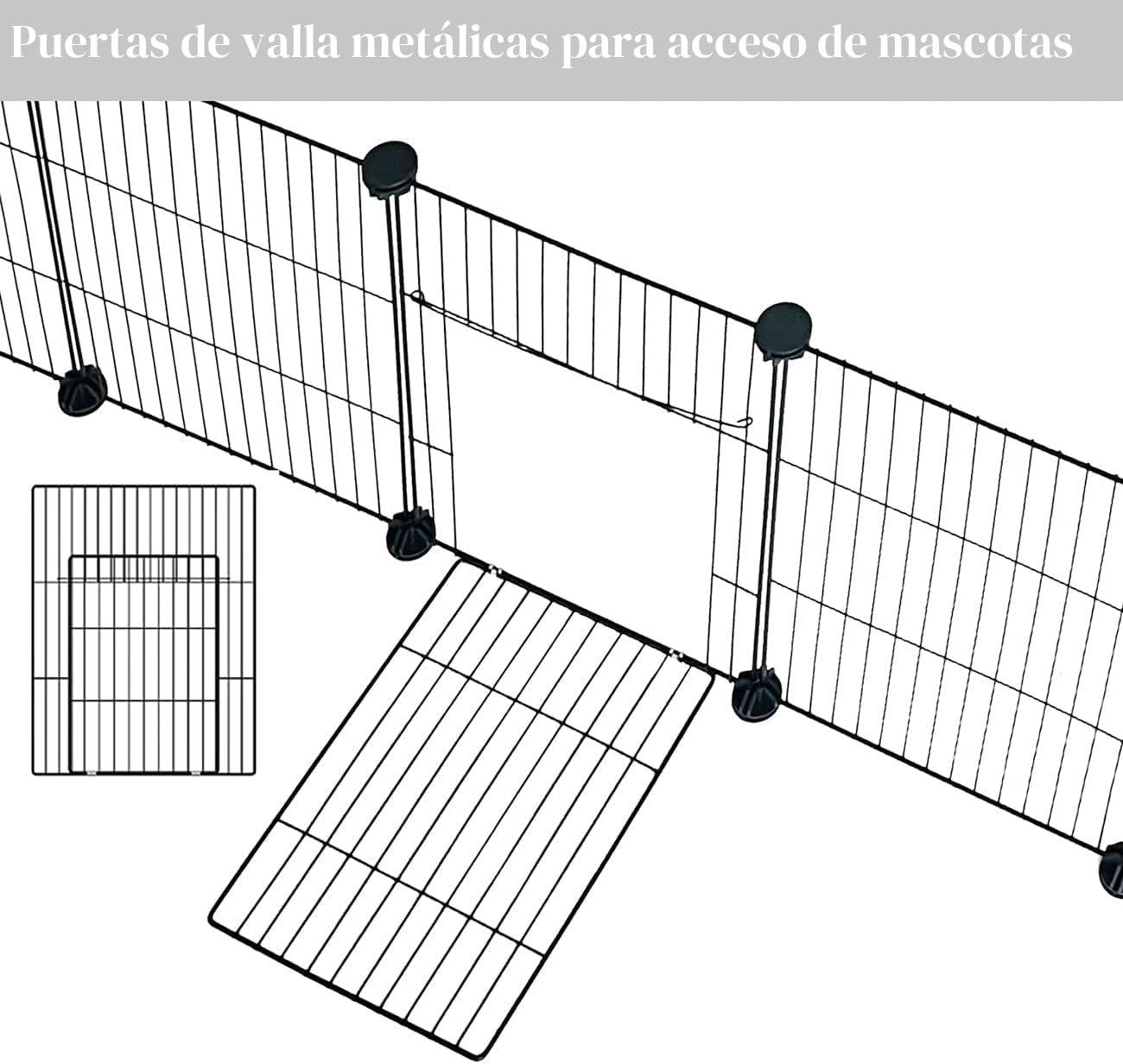 PILIN Corral para animales pequeños con puerta, valla para mascotas con alfombra impermeable, jaula para conejos, jaula para cobayas, cachorros, gatitos 30x38 12 piezas
