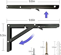 Vista 2 de Soportes de estante plegables de 10 pulgadas, 4 unidades, soportes de estante plegables resistentes, soportes plegables para estantes plegables