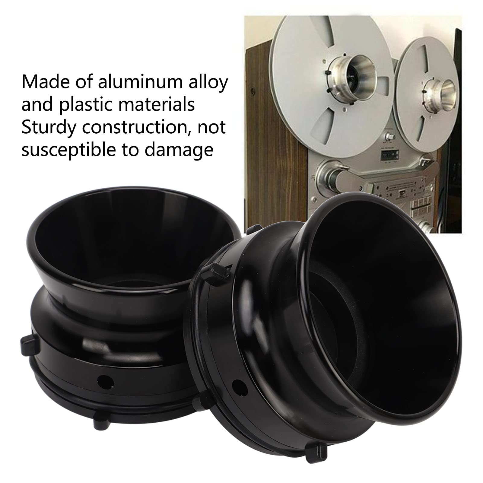 Adaptador de cubo NAB de 1 par 1 par, adaptador de cinta de aleación de aluminio de 10 pulgadas para carrete de carrete para grabadoras de cinta de carrete universal Studer (Negro)