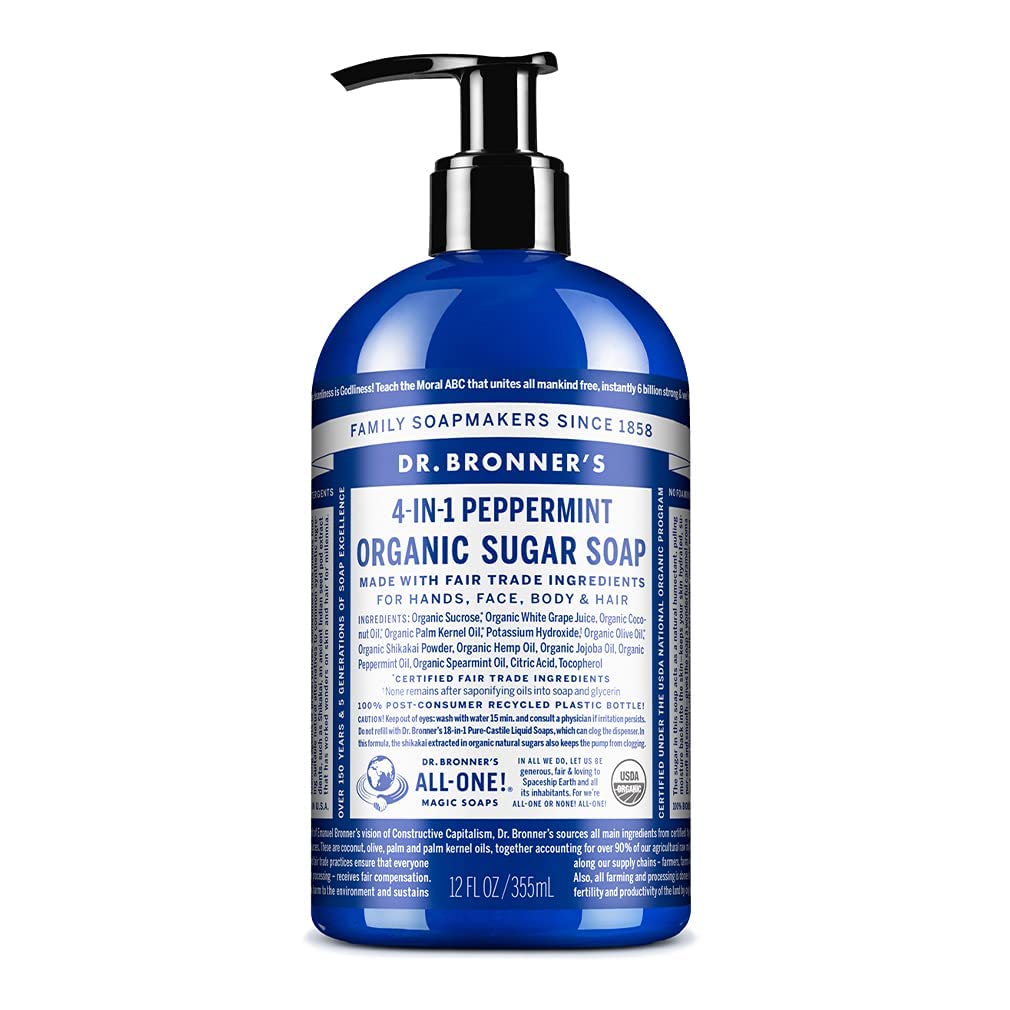 Dr. Bronner'sPeppermint Organic pump Soap 710 ml (Packaging may vary)USDA OrganicNatrueFair for LifeFair for Life