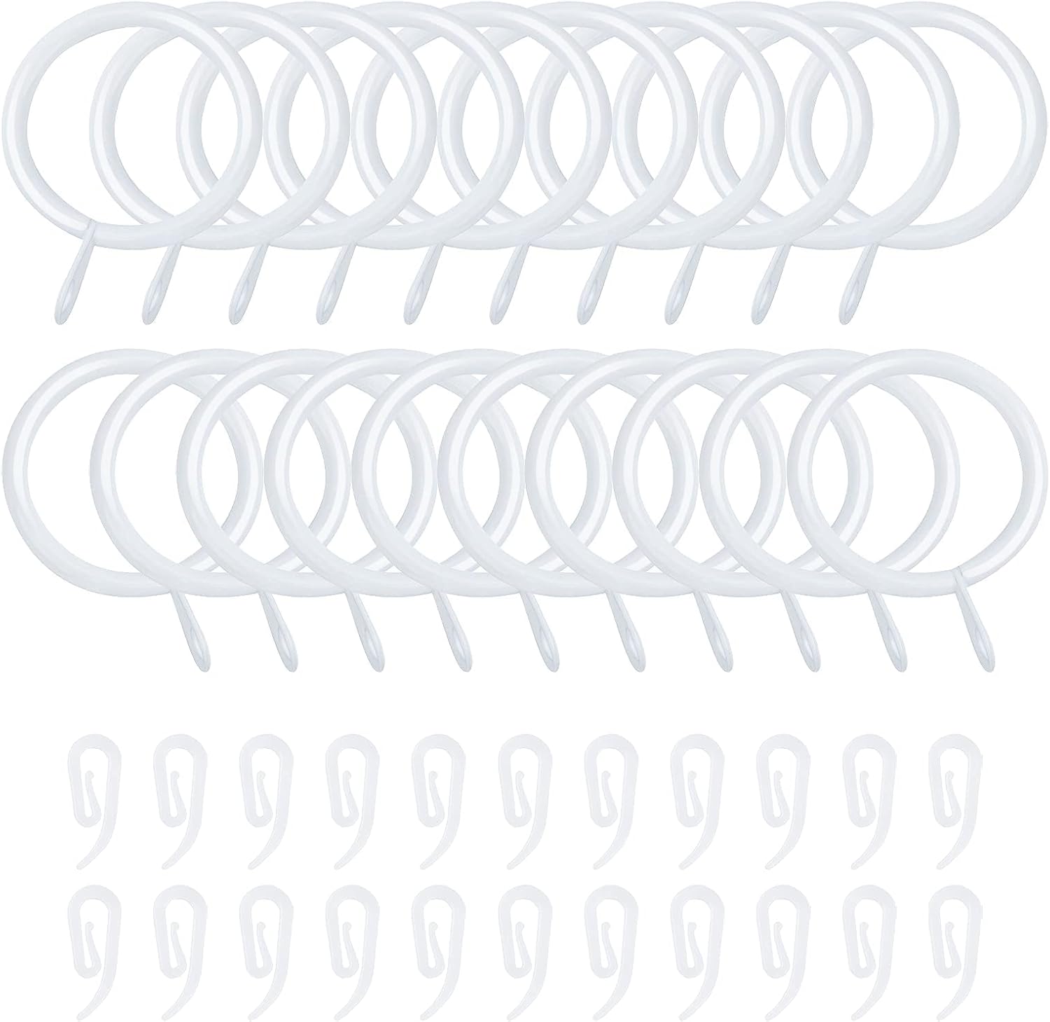 20 Pack Curtain Rings and Hooks 30mm Curtain Pole Rings Metal Curtain