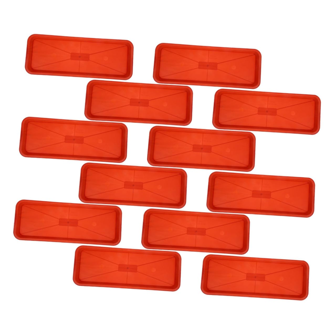 12 Bandejas Rectangulares de Plástico para Plantas Interiores y Exteriores, Bandejas de Riego Duraderas Color Ladrillo, Aptas para Macetas, Platillos Reutilizables para Jardinería