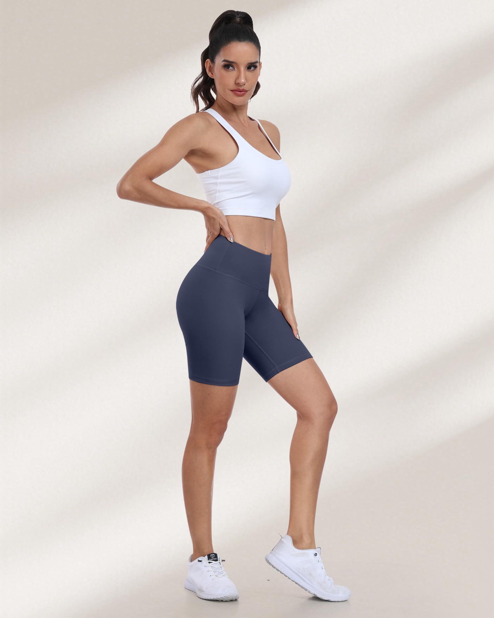 Pantalones cortos de ciclismo para mujer, cintura alta, control de abdomen, suaves, atléticos, gimnasio, yoga — view 3