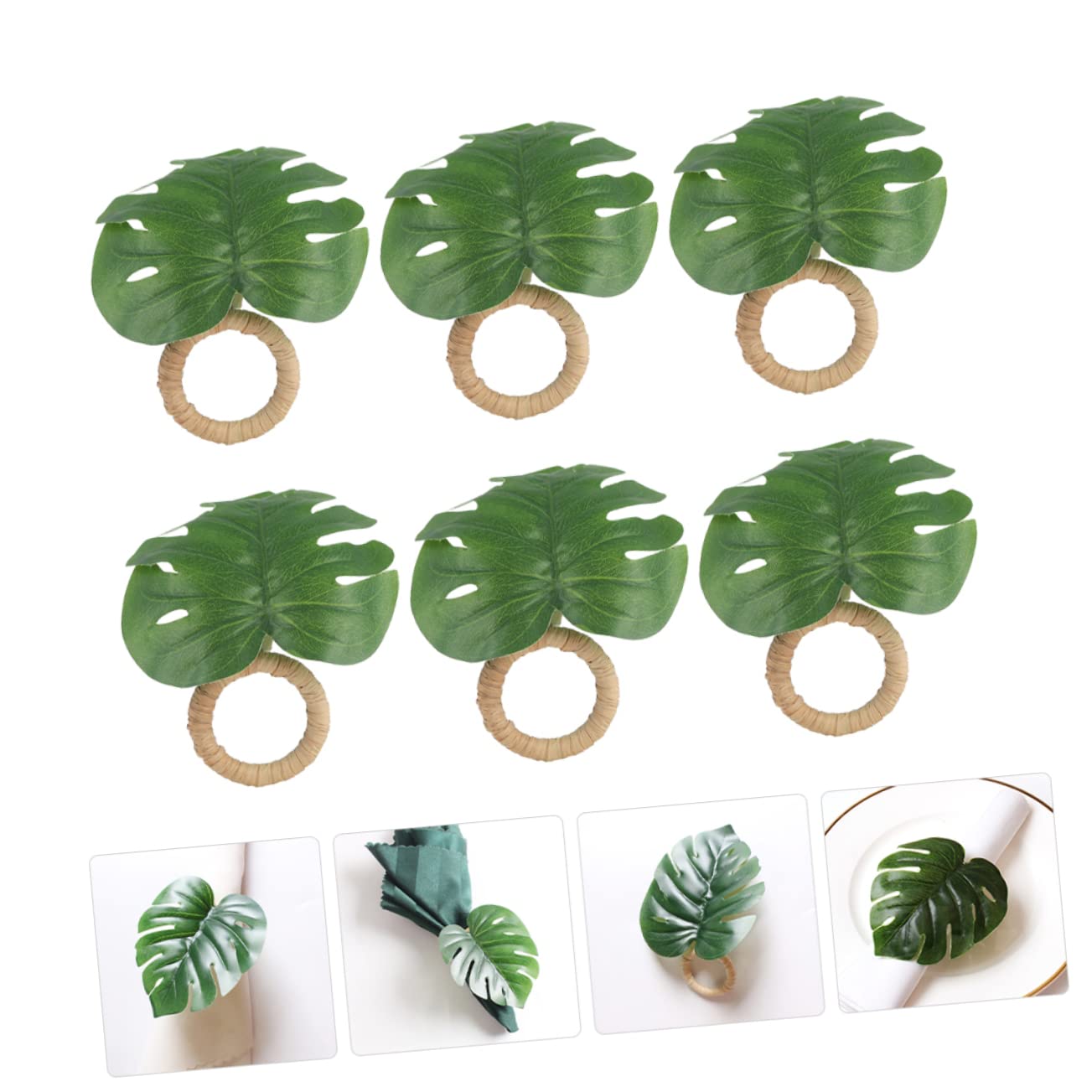 Alipis 5 Set Portatovaglioli Foglia Di Monstera Con Portatovaglioli Per Tavoli Portatovaglioli Realistici Decorazione Per Tovaglioli Anello Di Tovagliolo Di Festa Cannuccia 6 Pezzi*5