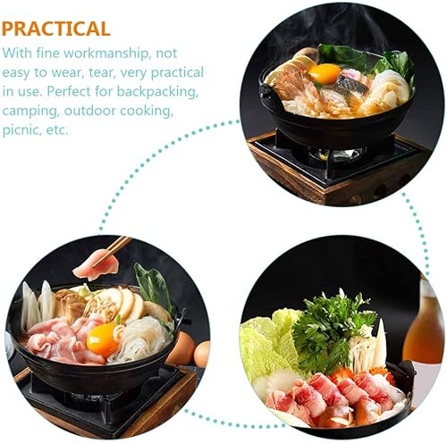 Miniatura 2 de GANAZONO 1 juego de olla japonesa Nabe Sukiyaki con tapa de madera olla de sopa de hierro olla japonesa para servir Shabu con soporte