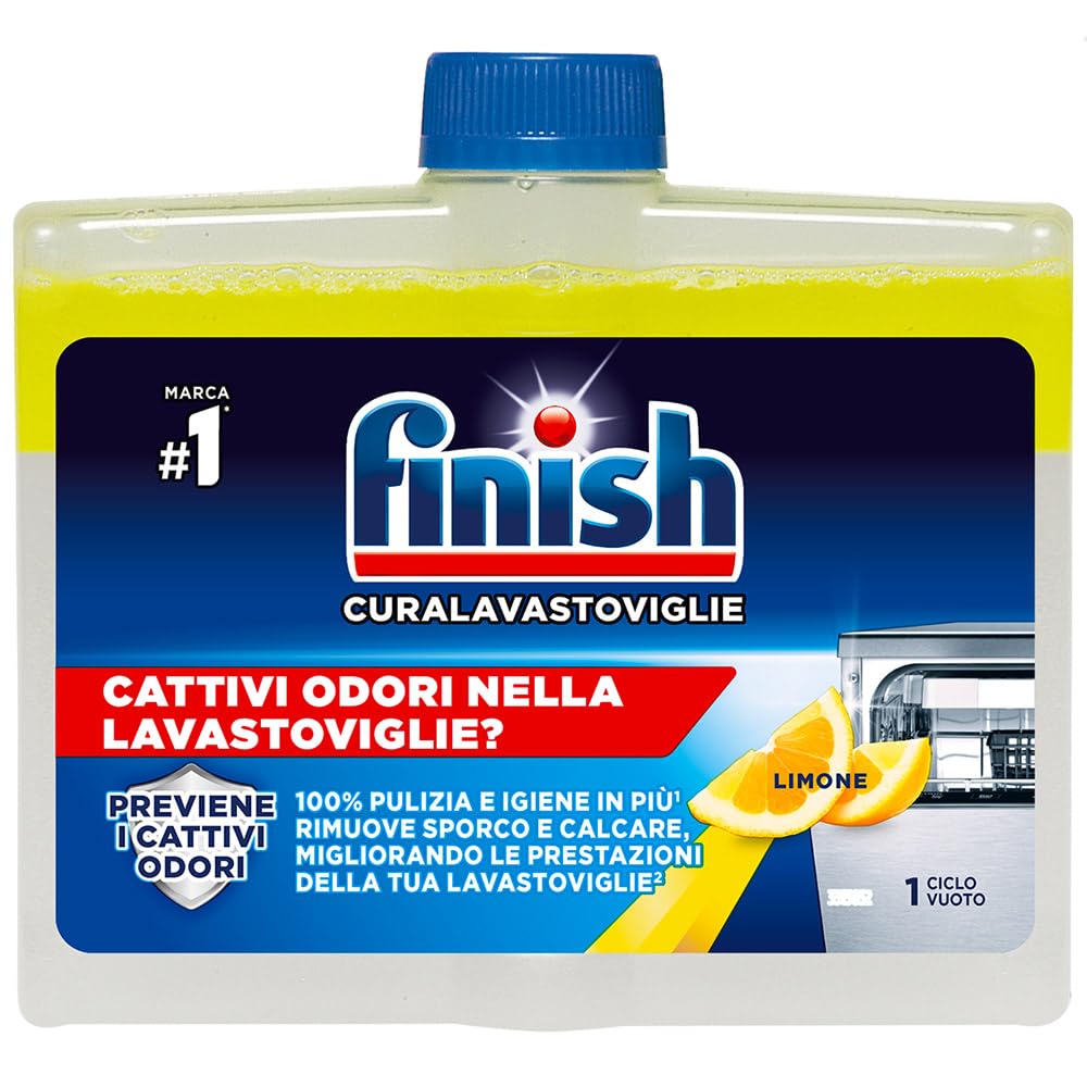 Finish Curalavastoviglie, Additivo Lavastoviglie, 3 Prodotti da 250 ml, Cura Lavastoglie al Limone