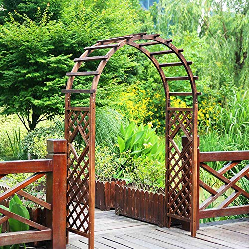 Drewniany łuk ogrodowy, solidna altana pergola z bramą, łatwy montaż, łuk wspinaczkowy, do trawnika na zewnątrz, 1,2 m