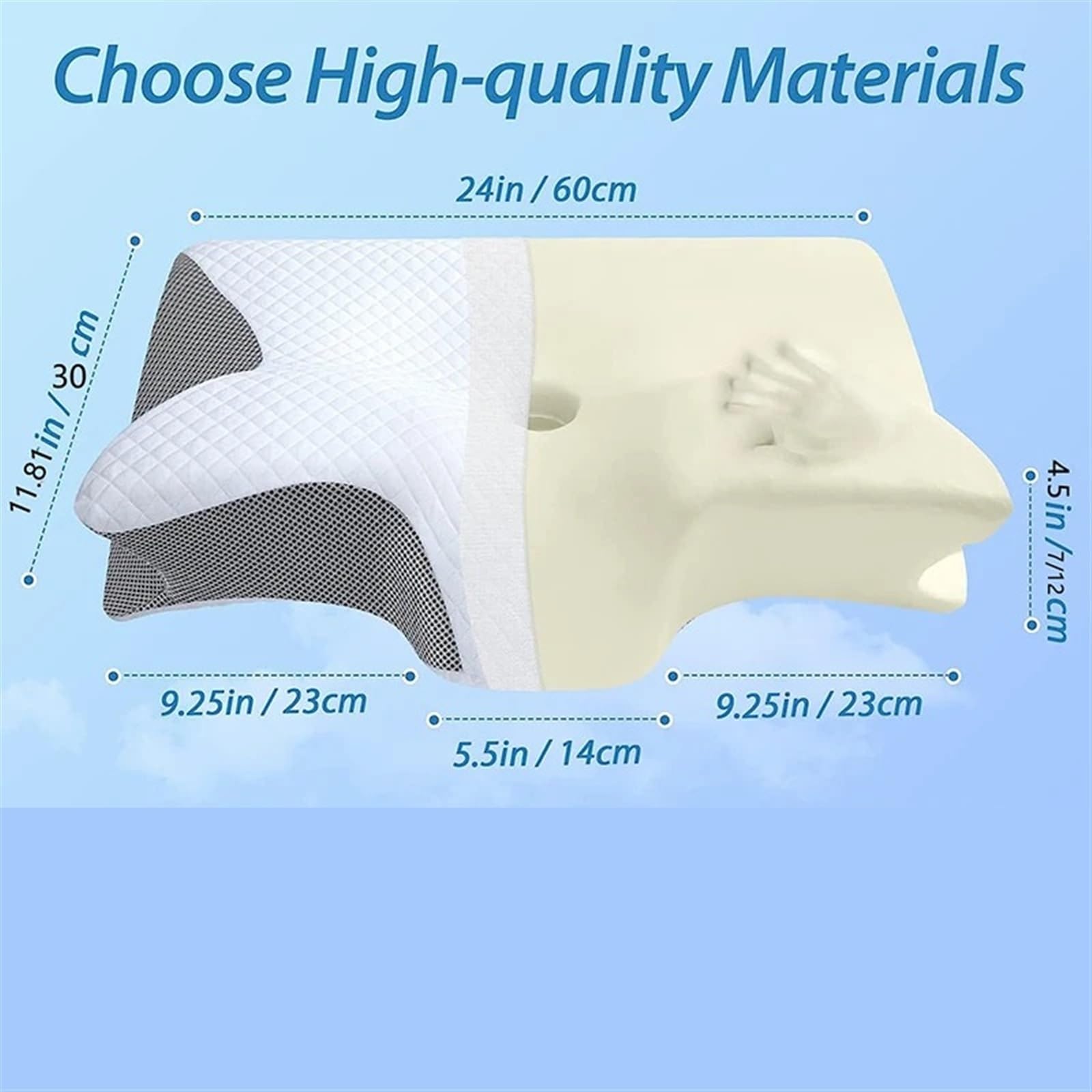 Almohada De Espuma Con Memoria 1 almohada Cervical de espuma viscoelástica, almohada ortopédica de contorno ergonómica 2 en 1 for el dolor de cuello, almohadas de soporte contorneadas, almohada for el