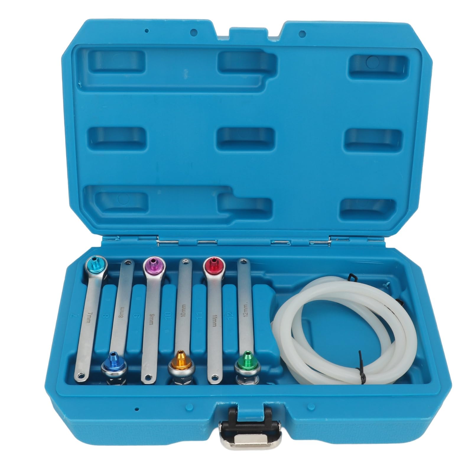 PolyGen Set di chiavi per spurgo freni 7 mm, 8 mm, 9 mm, 10 mm, 11 mm, 12 mm, design a 12 punti con tubo di scarico dell'olio e valvola di ritegno per sistemi idraulici
